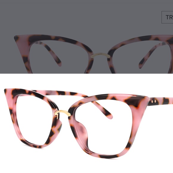 Pink blush rose leopard cat eye plastic eyeglasses frames brown new - Picture 4 of 14